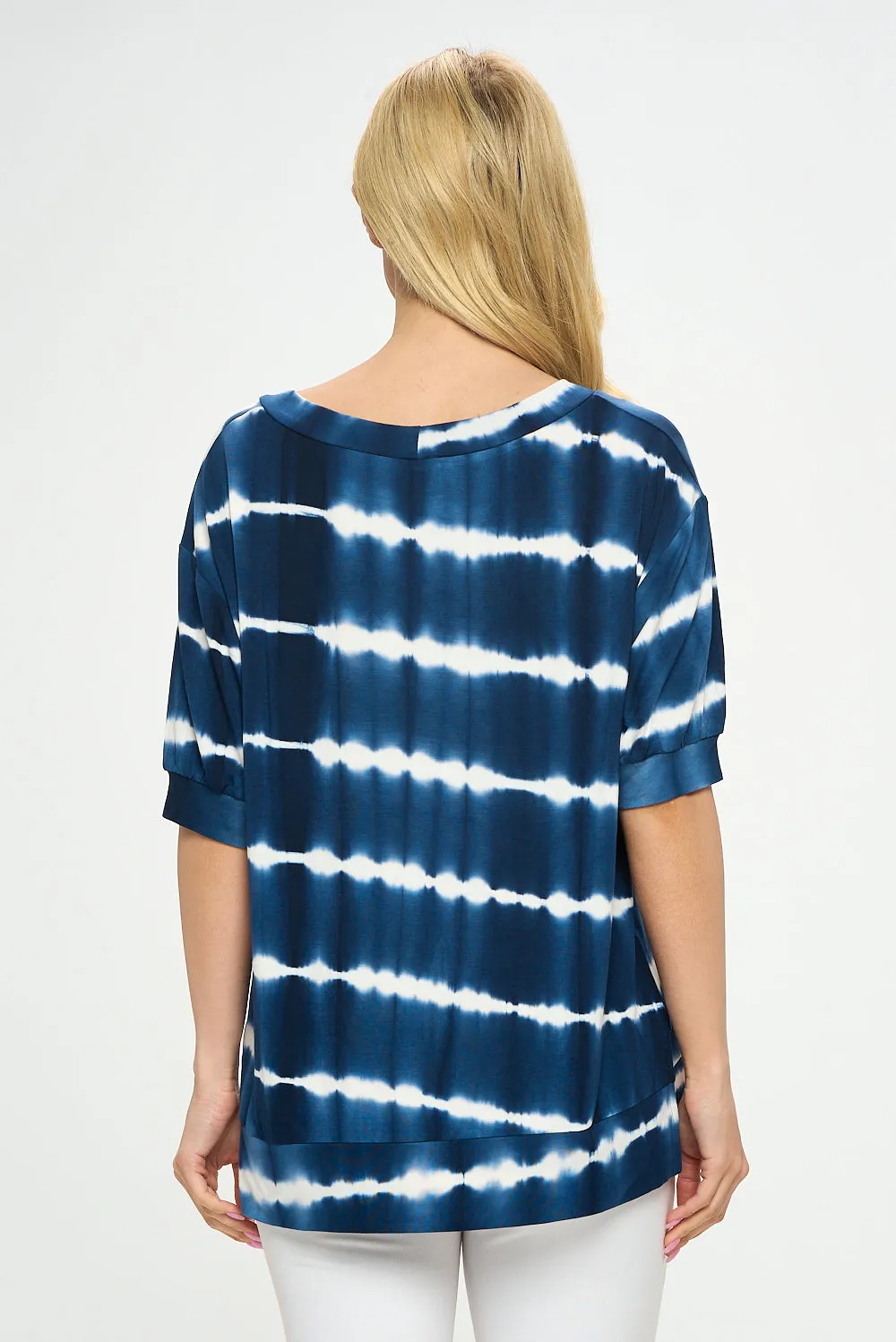 Tie-Dye Striped Short Sleeve Top