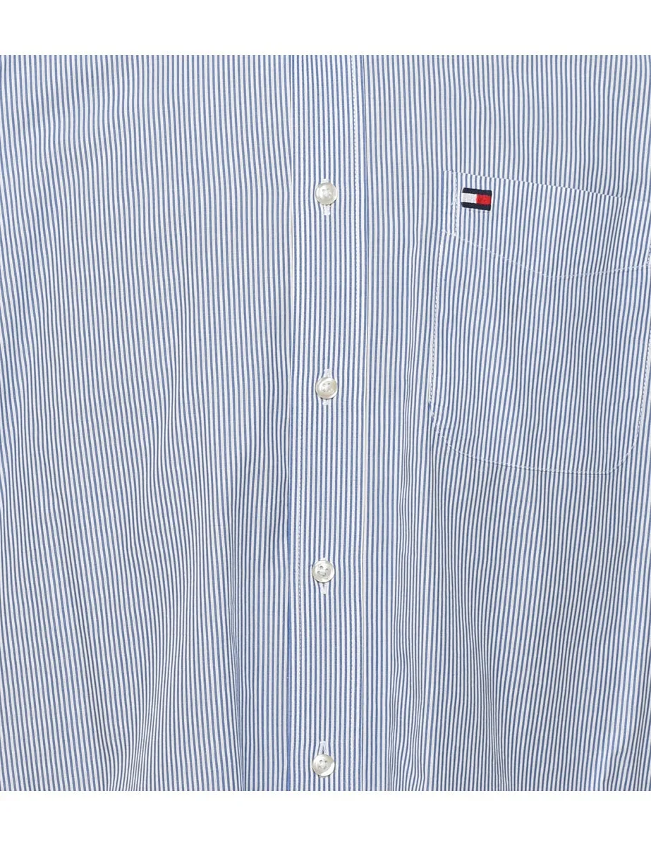 Tommy Hilfiger Striped Light Blue & White Shirt - M