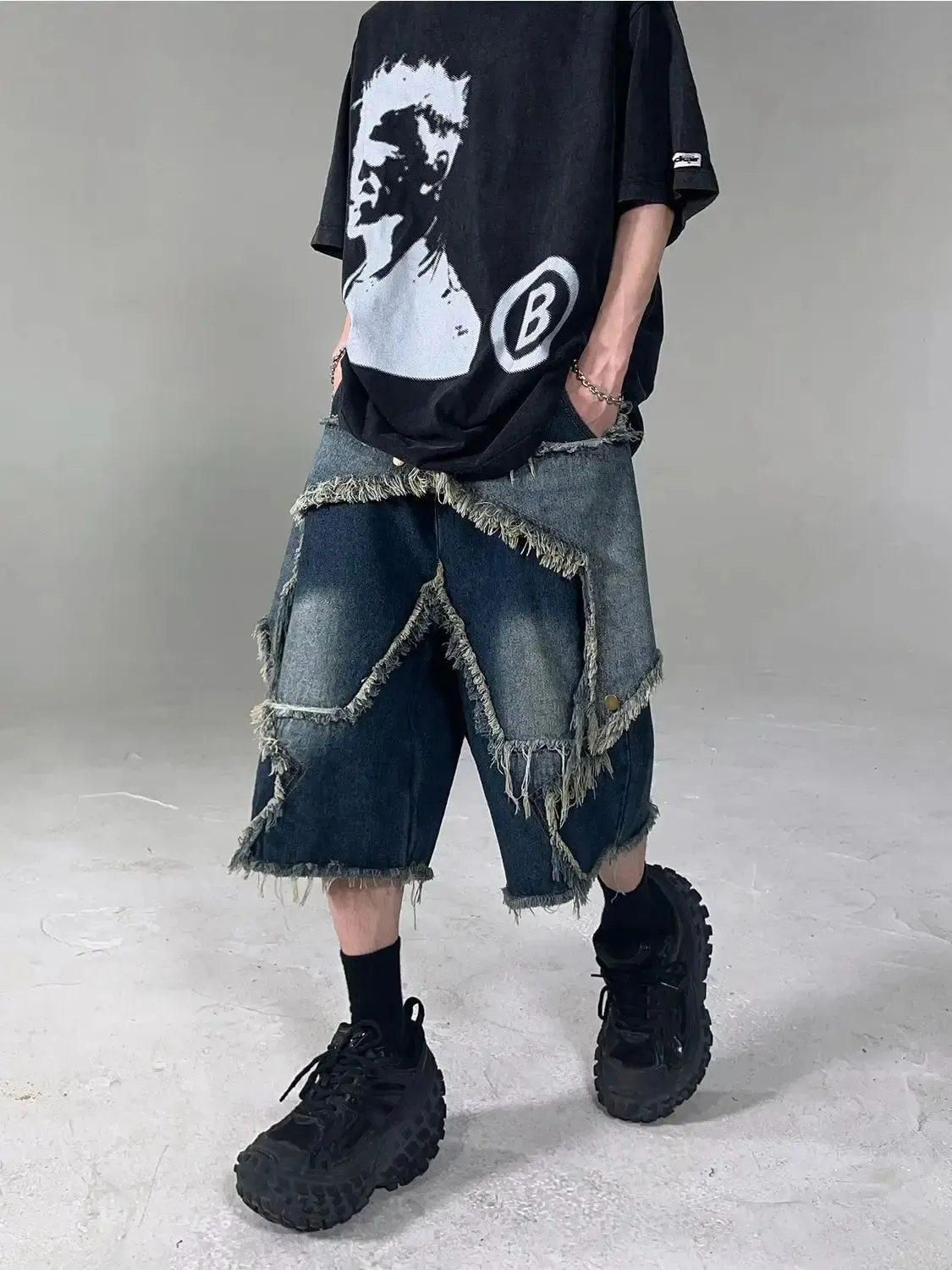 Vintage Y2K Star Patch Denim Short