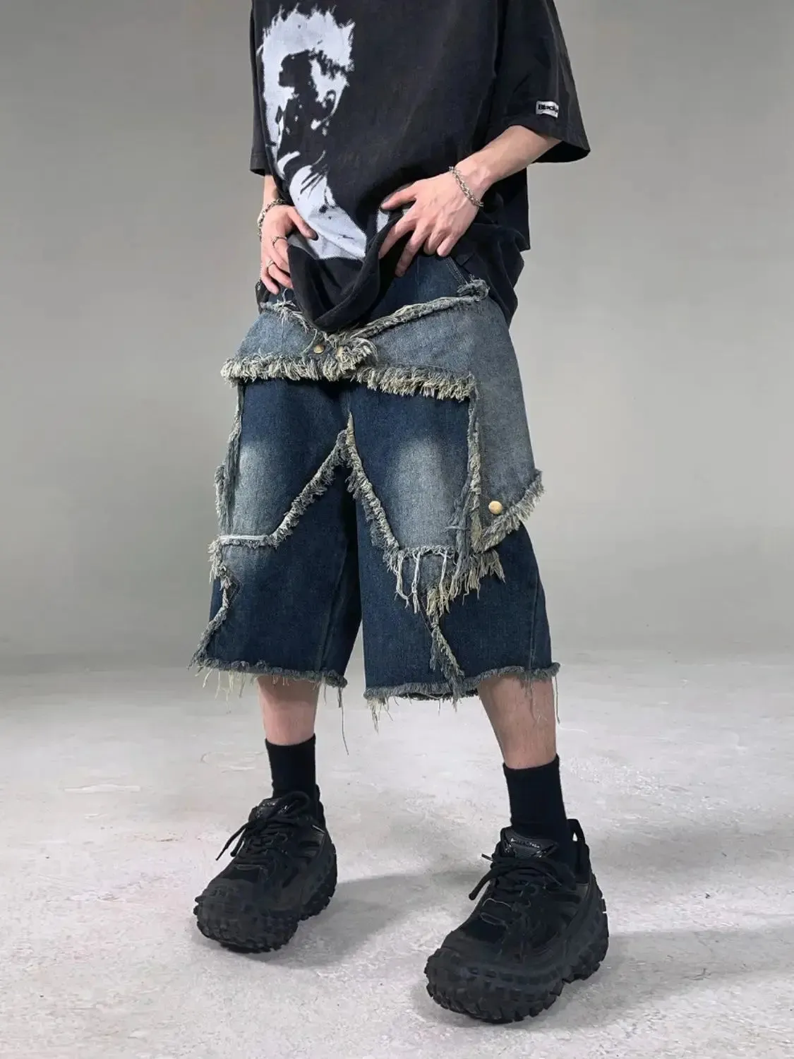 Vintage Y2K Star Patch Denim Short