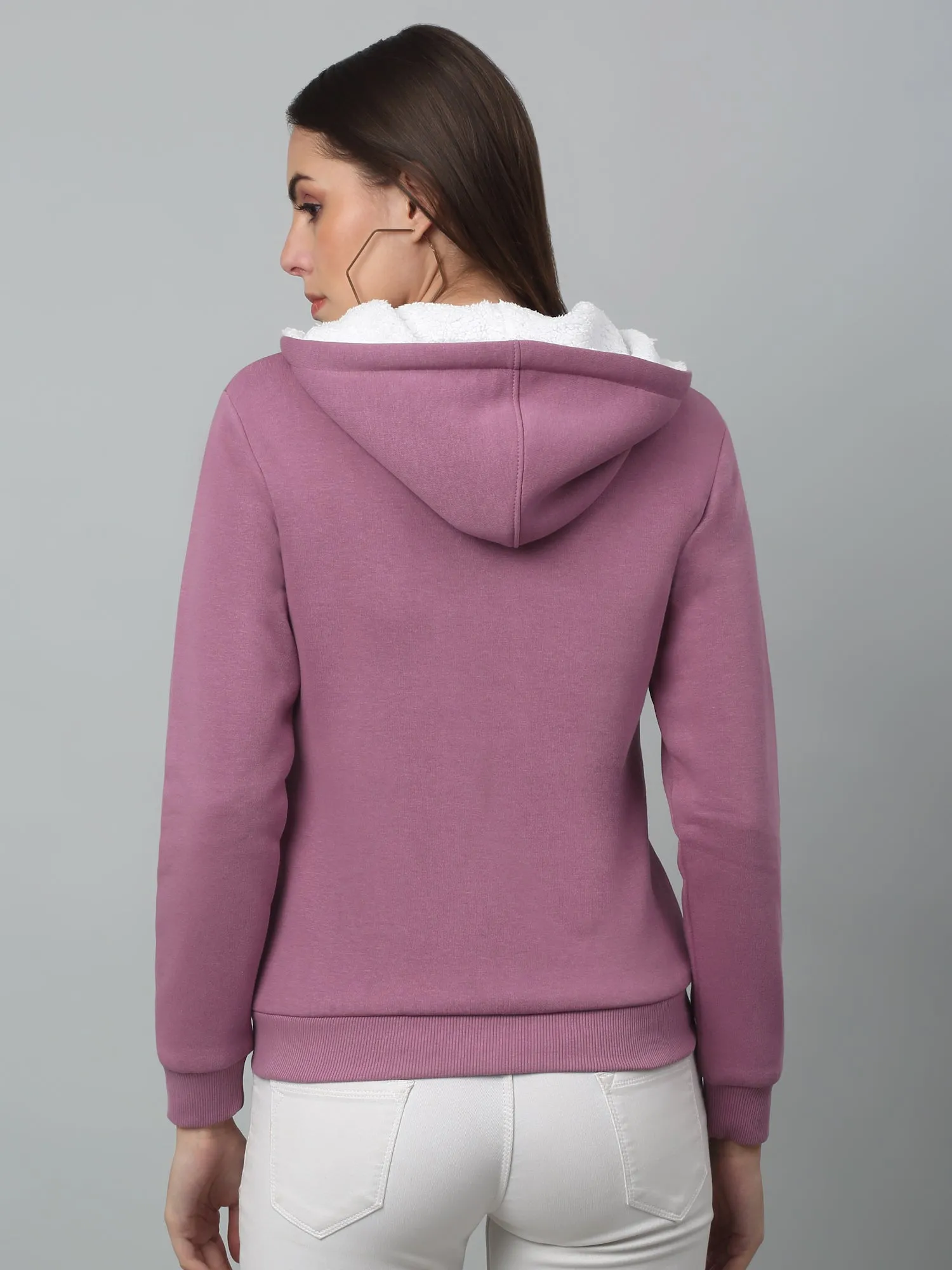 Women's Casual  Purple Regular Full Sleeve Zipthru Hoodie Sweatshirt