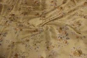 Yellow Floral Tussar Impression Fabric